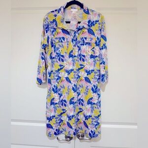 Stella Parker Collection SPF 50 NWT L Tropical Floral Print 3/4 Sleeve